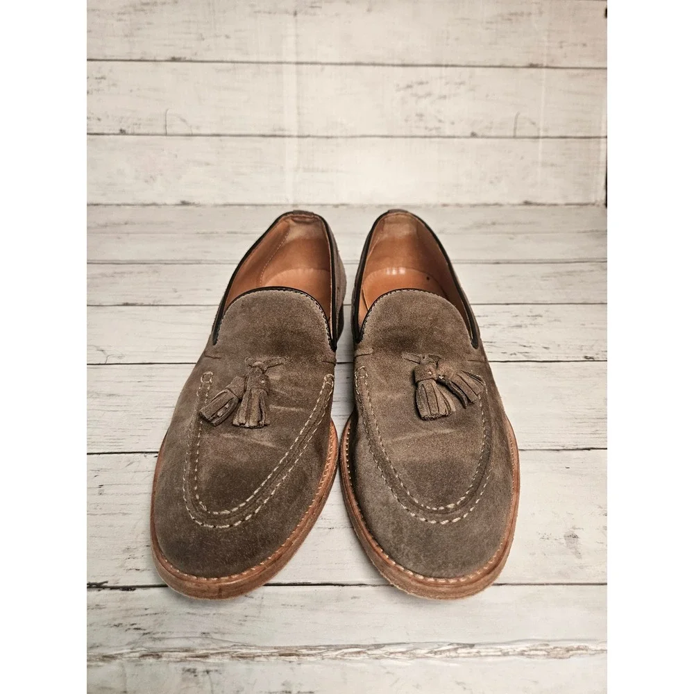 Massimo Dutti Mens Tassel Loafers Brown Suede Leather Sole EU 42 Portugal